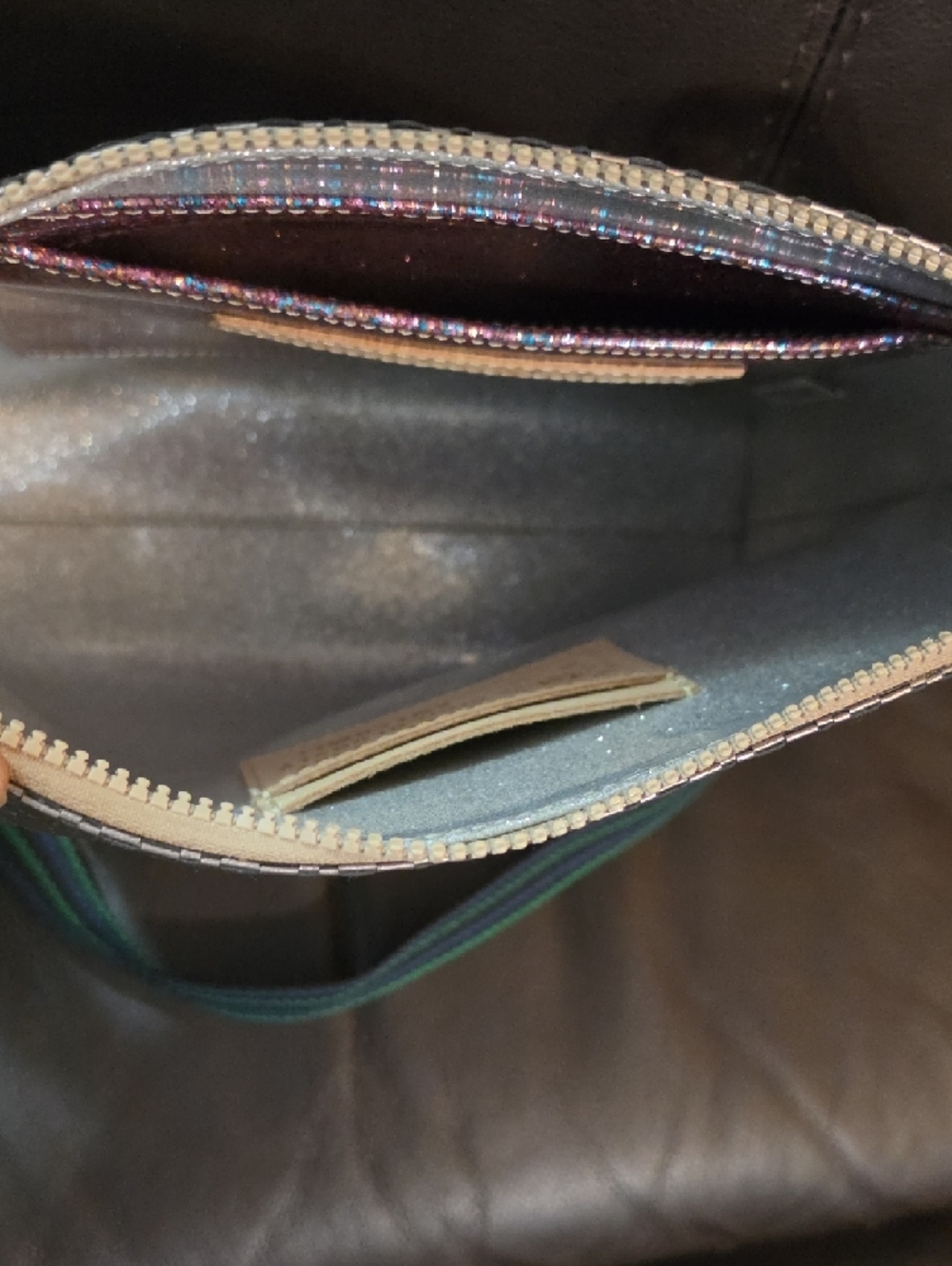 Consuela Metallic Woven Crossbody with Striped Strap - Picture 3 of 7